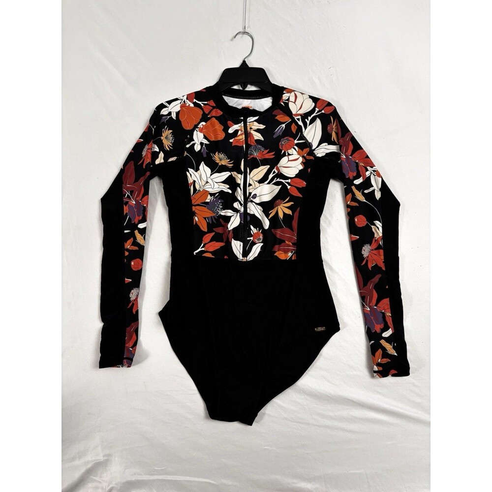 AXESEA Floral Long Sleeve One Piece Swimsuit Surf Suit Womens Size 10
